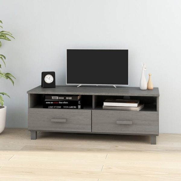 Hull Wooden TV Stand With 2 Drawers In Light Grey | Bed Sava
