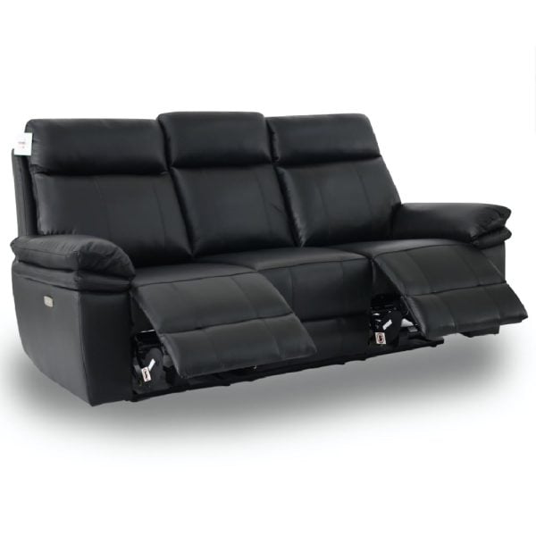Humble Leather Electric Recliner 3 Seater Sofa In Black | Bed Sava
