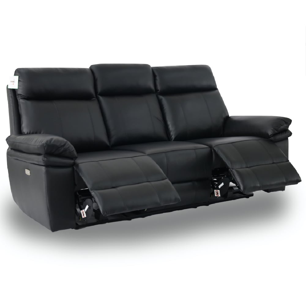 Humble Leather Electric Recliner 3 Seater Sofa In Black