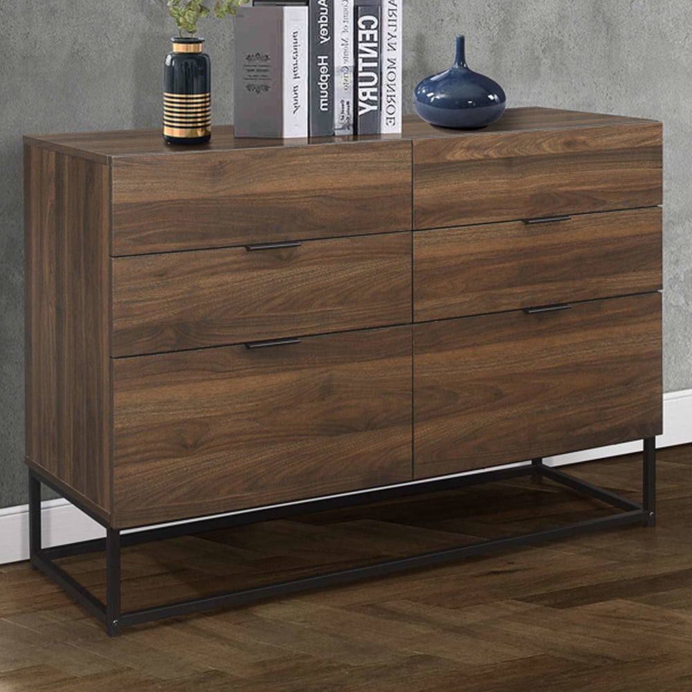 Huston Wooden Chest Of 6 Drawers In Walnut