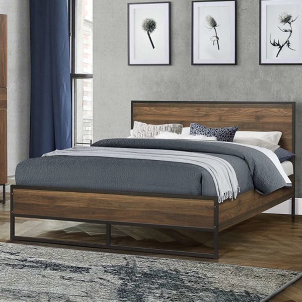 Huston Wooden Small Double Bed In Walnut | Bed Sava