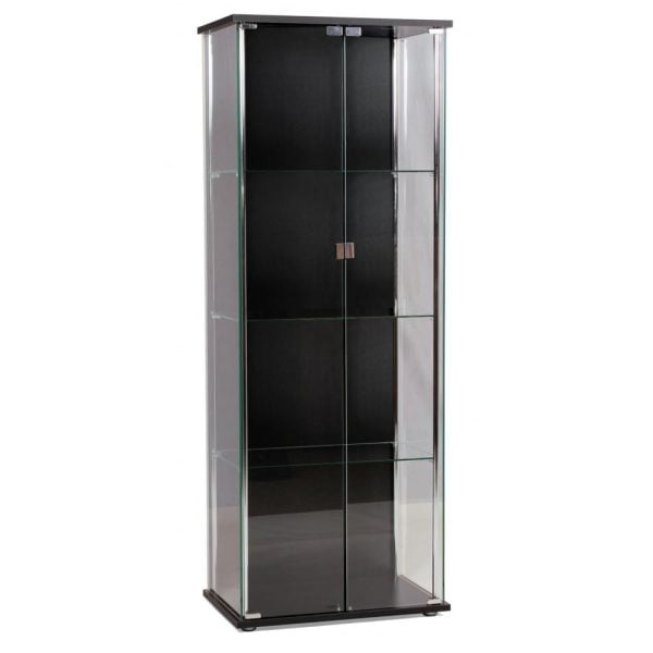 Hyannis Wooden Display Cabinet With 2 Glass Doors In Black | Bed Sava