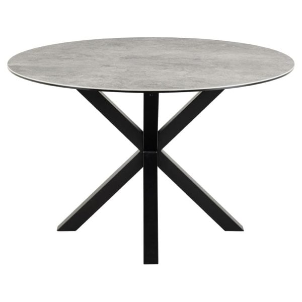 Hyeres Ceramic Round Dining Table In Grey Anista | Bed Sava