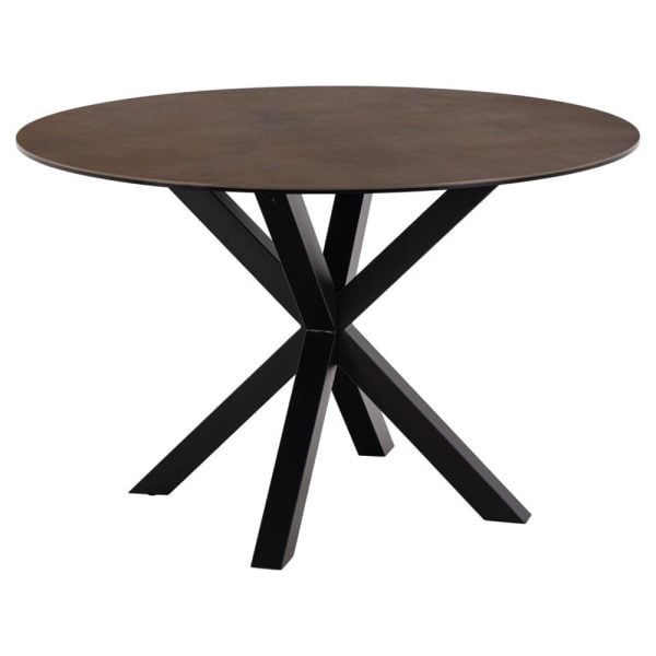 Hyeres Ceramic Round Dining Table In Rusty Brown Lemco | Bed Sava