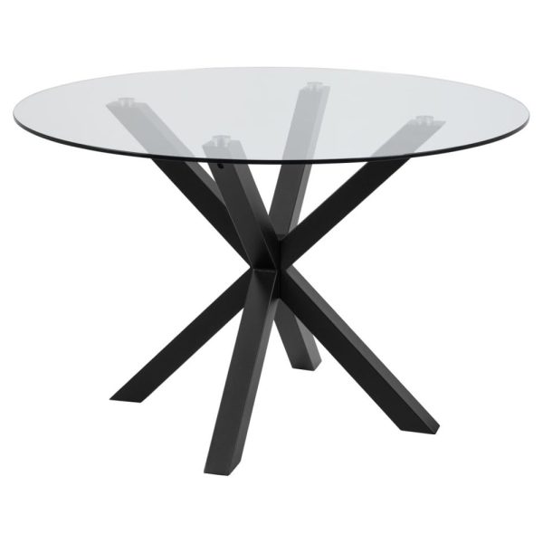 Hyeres Clear Glass Top Dining Table With Black Legs | Bed Sava