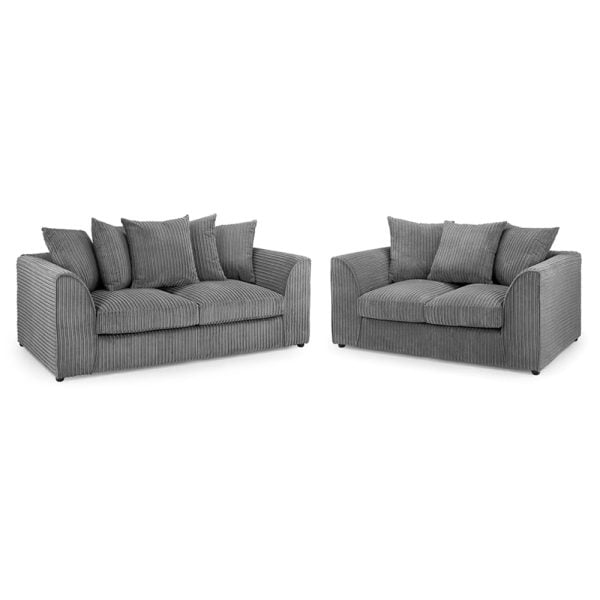 Hyeres Fabric 3+2 Seater Sofa Set In Grey | Bed Sava