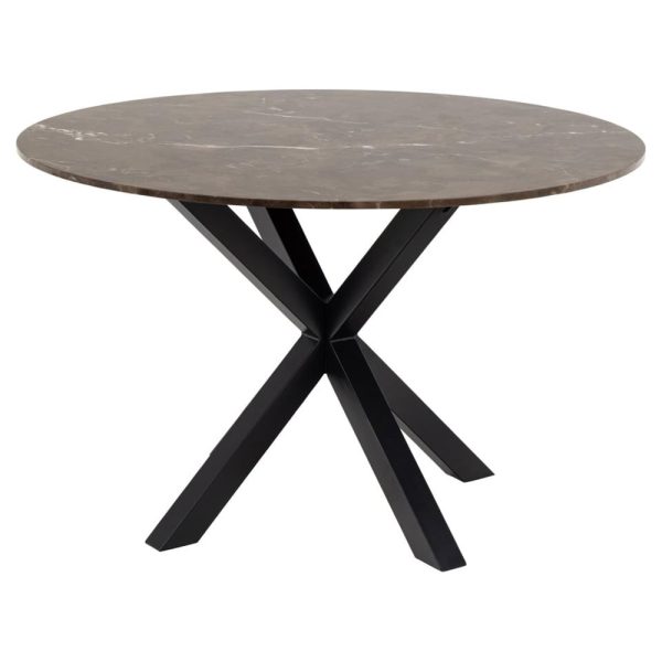 Hyeres Marble Round Dining Table In Brown Emperador | Bed Sava