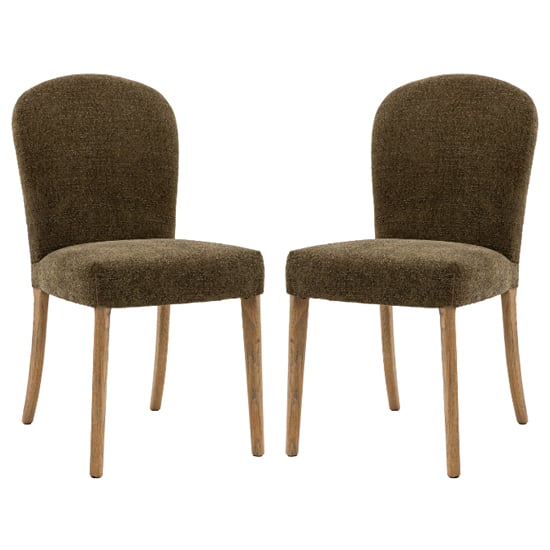 Hyeres Moss Green Fabric Dining Chairs With Oak Legs In Pair