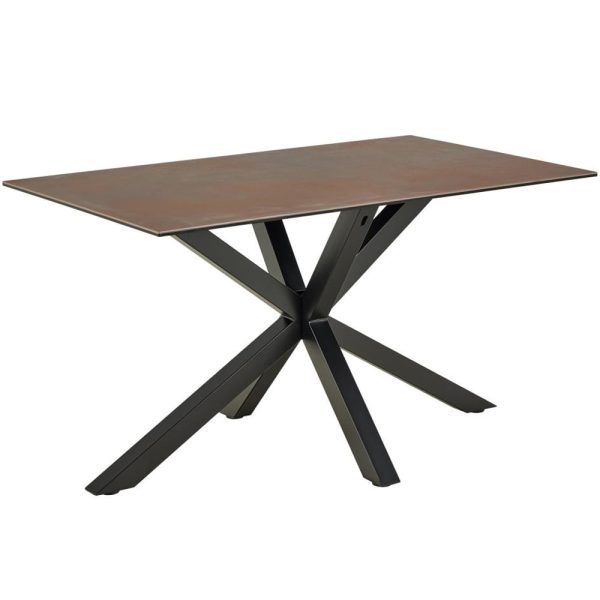 Hyeres Small Ceramic Dining Table In Rusty Brown Lemco | Bed Sava