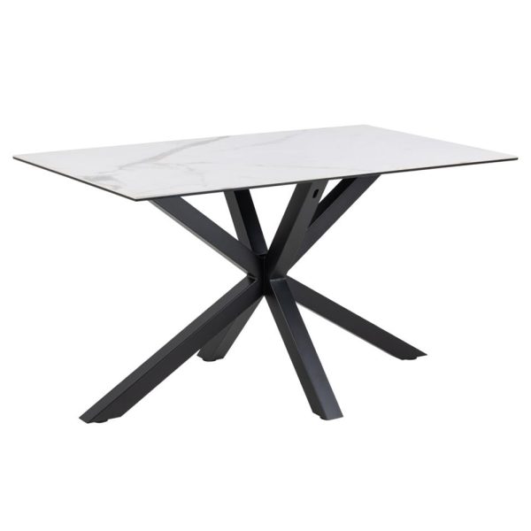 Hyeres Small Ceramic Dining Table In White Akranes | Bed Sava