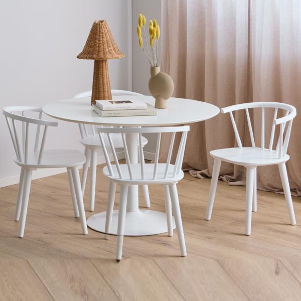 Ibika Wooden Dining Table With 4 Chairs In White | Bed Sava