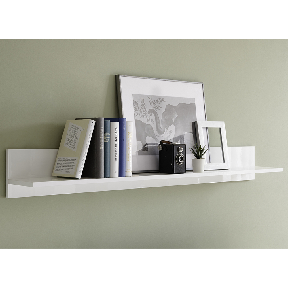 Iconic High Gloss Horizontal Wall Shelf In White