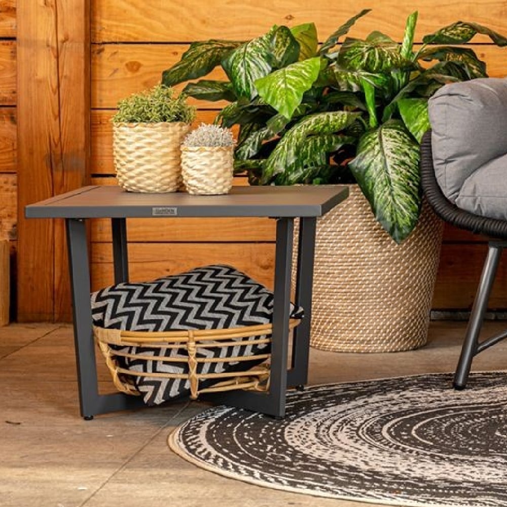Idriya Large Aluminium Garden Side Table In Black