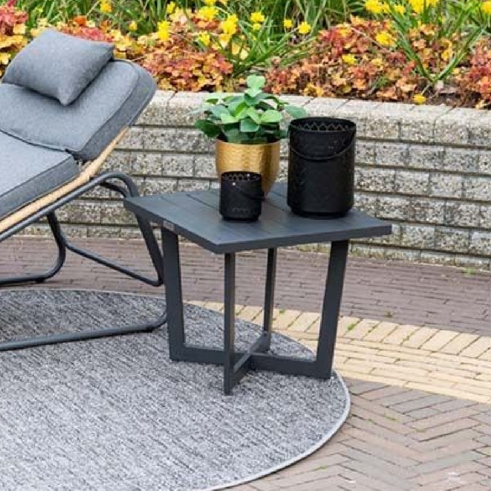 Idriya Small Aluminium Garden Side Table In Black