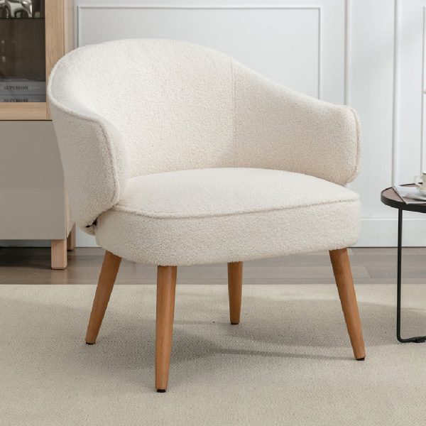 Illiopolis Fabric Accent Chair With Oak Legs In Snow | Bed Sava