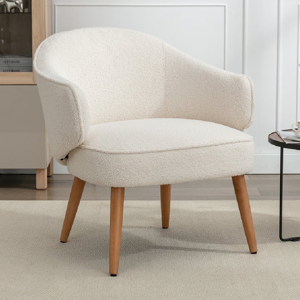 Illiopolis Fabric Accent Chair With Oak Legs In Snow