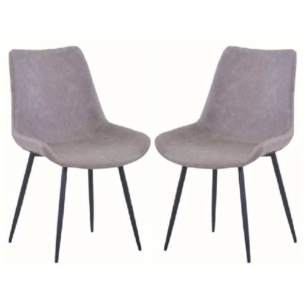Imperia Light Grey Fabric Upholstered Dining Chairs In A Pair | Bed Sava