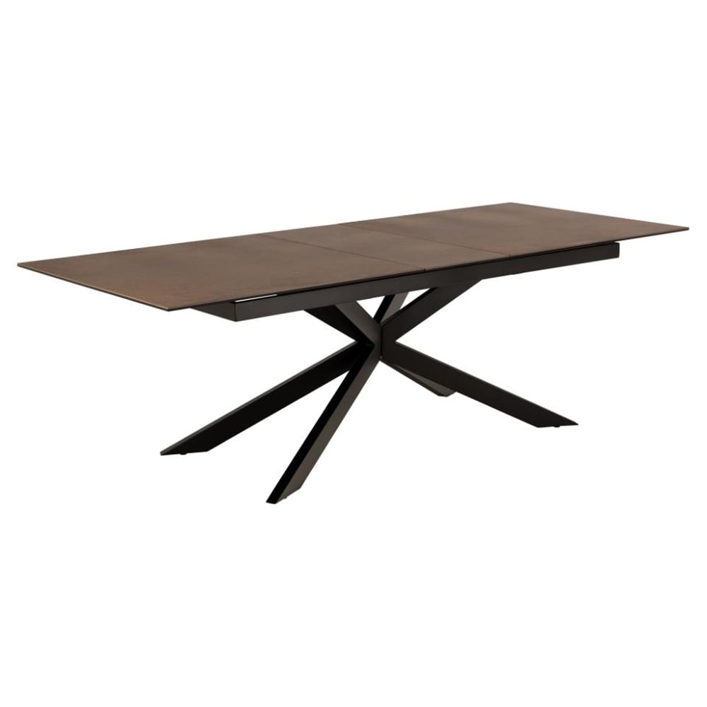 Imperia Large Ceramic Extending Dining Table In Rusty Brown Lemco