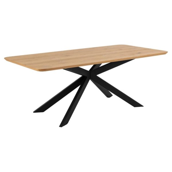 Imperia Wooden Dining Table With Black Legs In Matt Oak | Bed Sava
