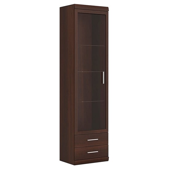 Impro Wooden Display Cabinet With 1 Door In Dark Mahogany