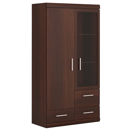 Impro Wooden Display Cabinet With 2 Doors In Dark Mahogany
