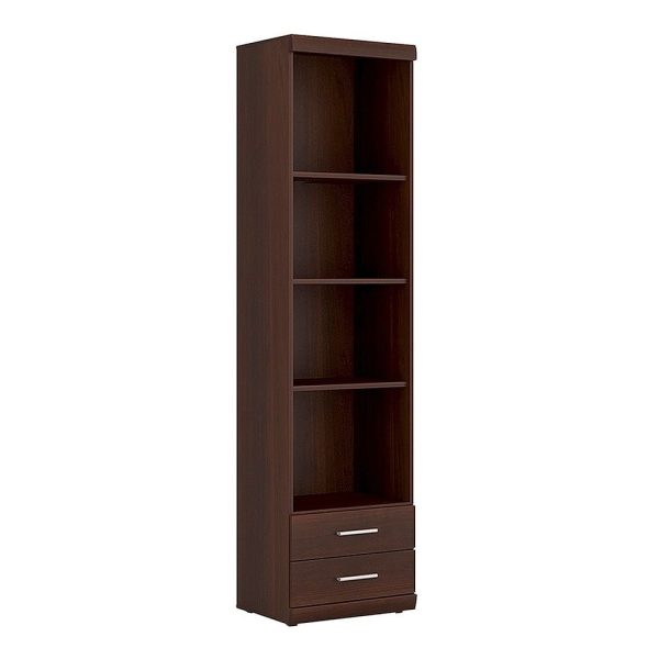 Impro Wooden Bookcase With 2 Drawers In Dark Mahogany | Bed Sava