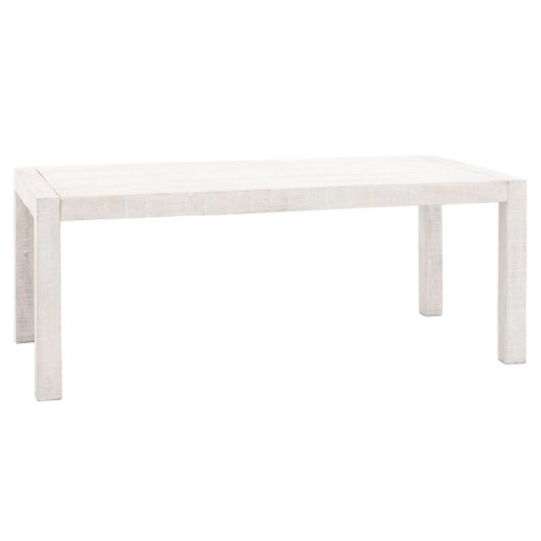 Inca Wooden Dining Table In Whitewash | Bed Sava