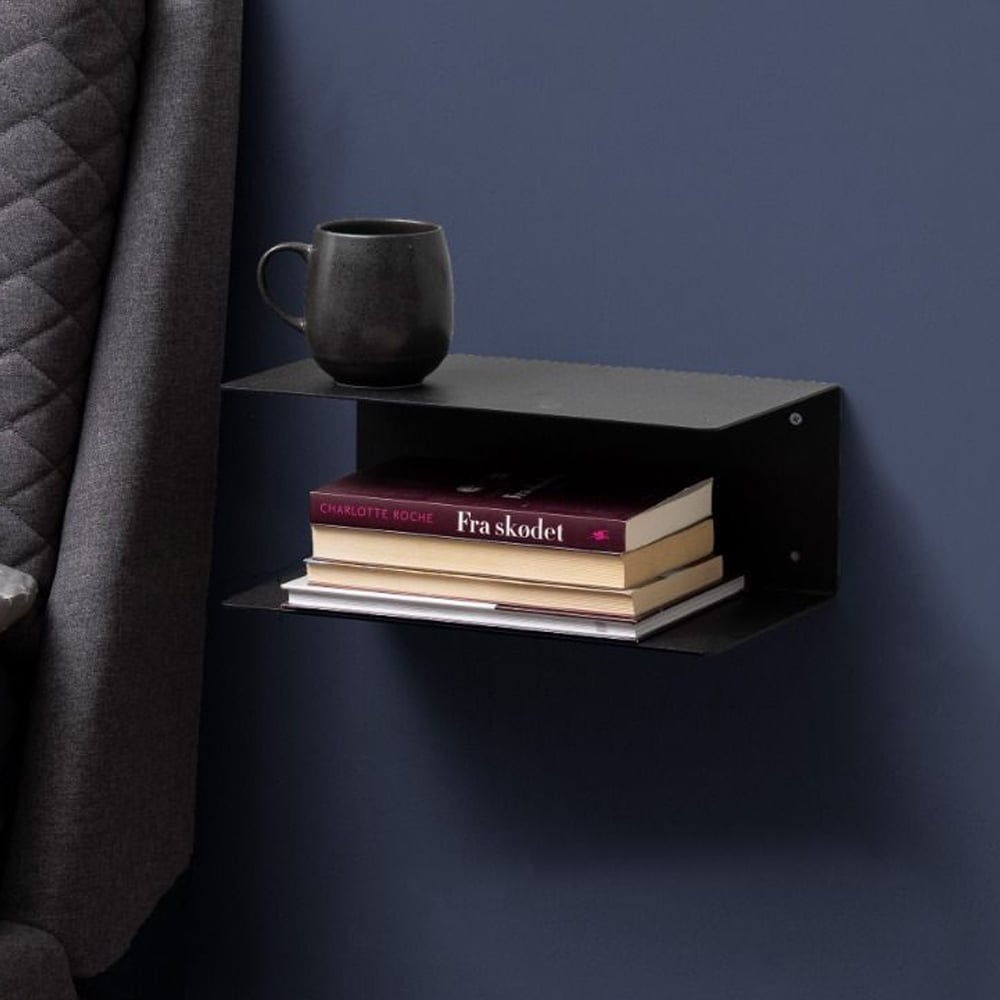 Indio Metal Wall Shelf In Matt Black