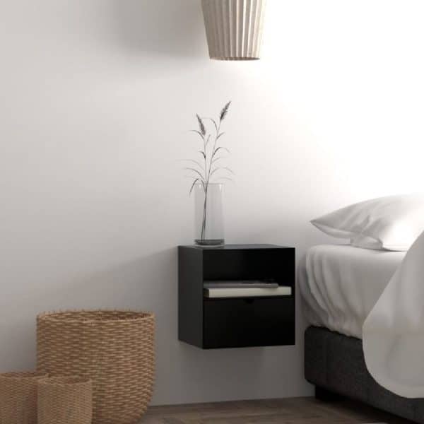 Indio Wooden Bedside Cabinet With 1 Drawer In Matt Black | Bed Sava