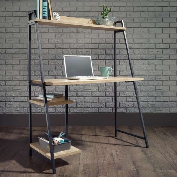 Indio Wooden Laptop Desk With 4 Shelves In Charter Oak | Bed Sava