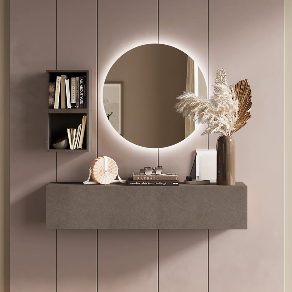Infinite I Wall Hung Wooden Hallway Furniture Set In Bronze