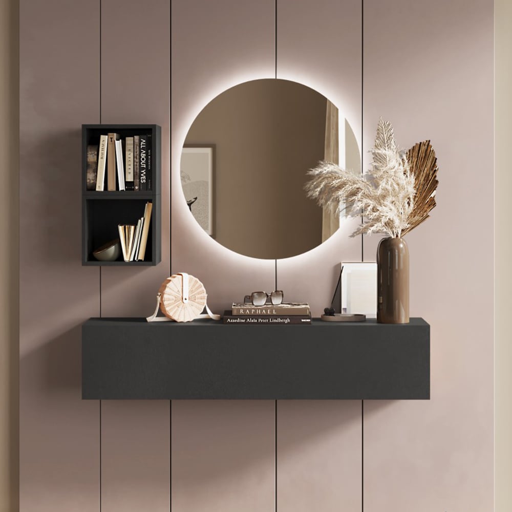 Infinite I Wall Hung Wooden Hallway Furniture Set In Lava