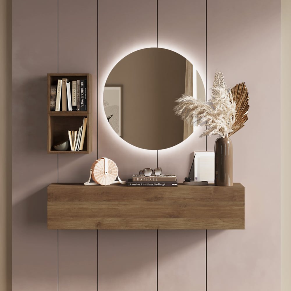 Infinite I Wall Hung Wooden Hallway Furniture Set In Mercure