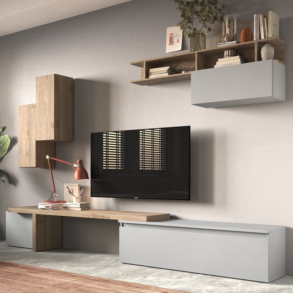Infinite I Wooden Entertainment Unit In Cadiz And Chalk