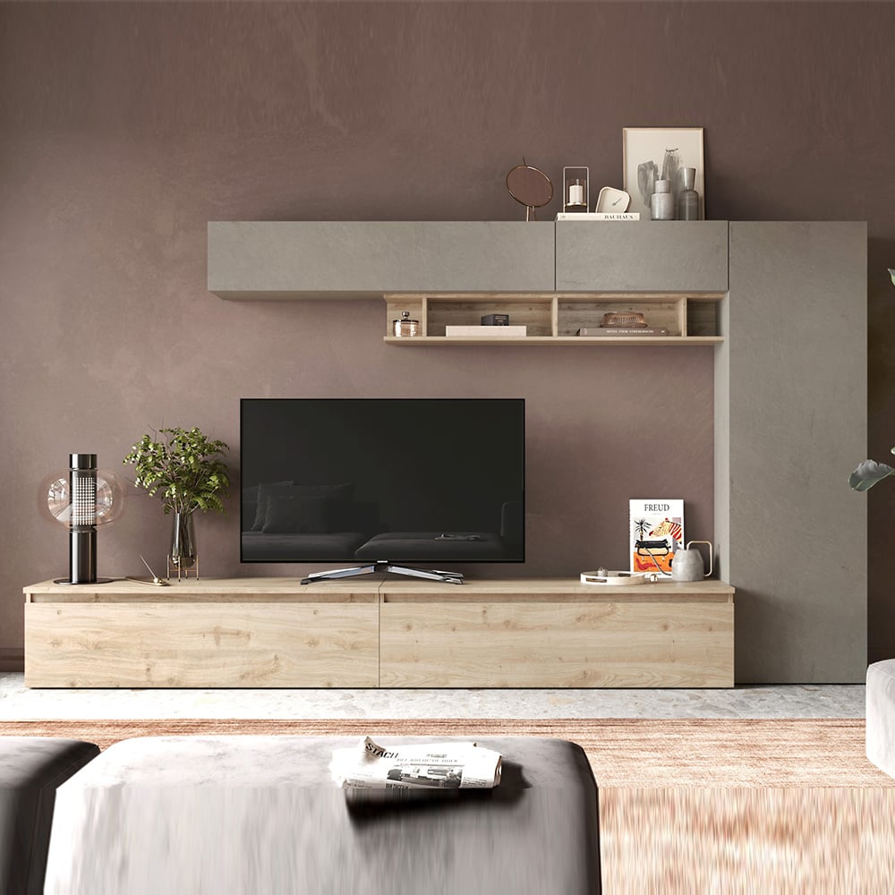 Infinite I Wooden Entertainment Unit In Clay And Cadiz