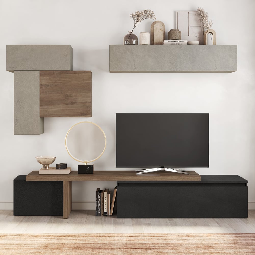 Infinite I Wooden Entertainment Unit In Clay Lava And Mercure