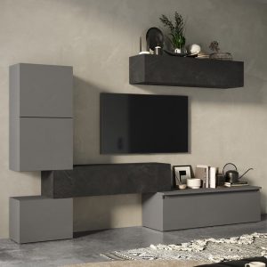 Infinite I Wooden Entertainment Unit In Slate And Lead | Bed Sava