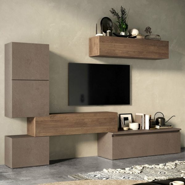 Infinite II Wooden Entertainment Unit In Bronze And Mercure | Bed Sava