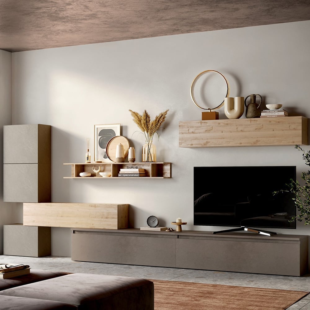 Infinite II Wooden Entertainment Unit In Clay Bronze And Cadiz