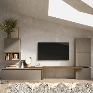 Infinite II Wooden Entertainment Unit In Clay And Mercure | Bed Sava