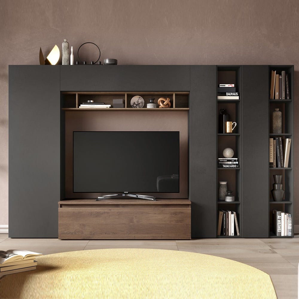Infinite II Wooden Entertainment Unit In Lava And Mercure