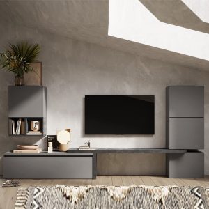 Infinite II Wooden Entertainment Unit In Slate And Lead | Bed Sava