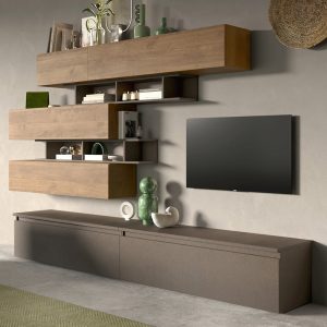 Infinite III Wooden Entertainment Unit In Bronze And Mercure | Bed Sava