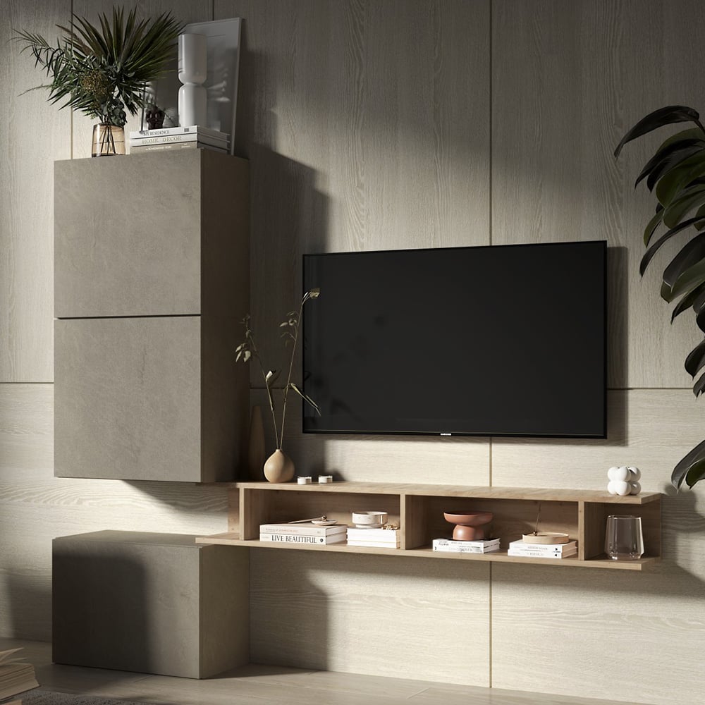 Infinite III Wooden Entertainment Unit In Clay And Cadiz