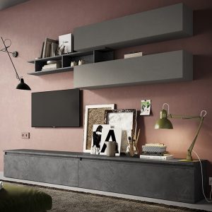 Infinite III Wooden Entertainment Unit In Slate And Lead | Bed Sava