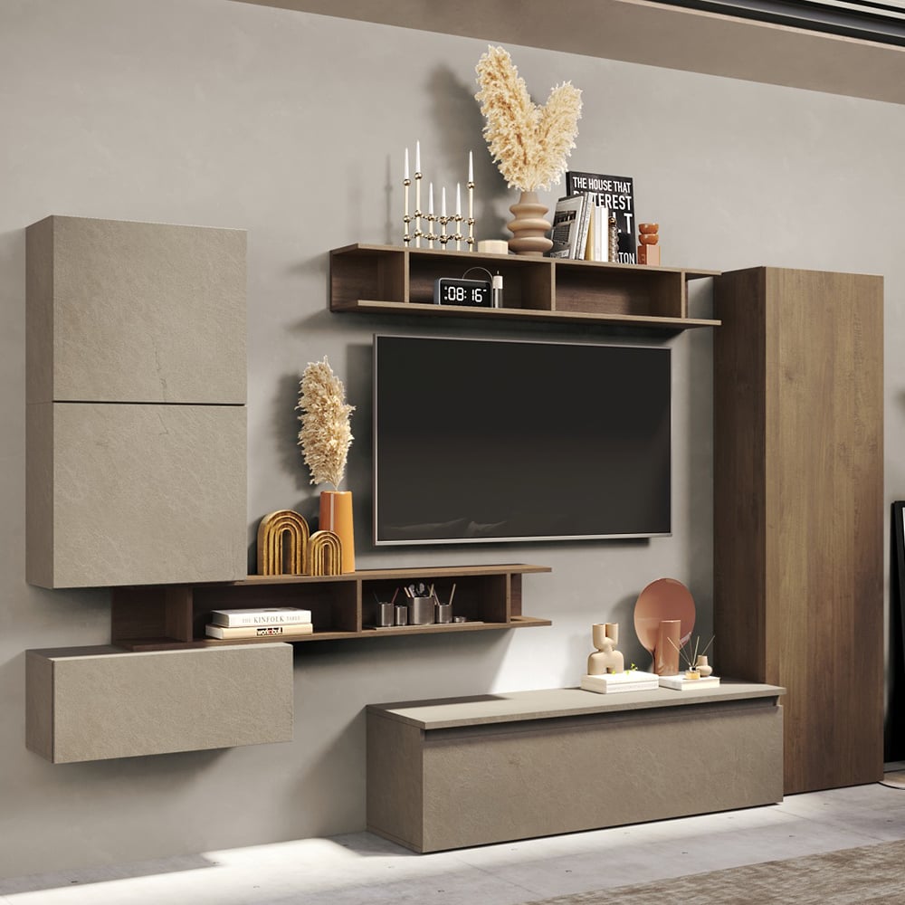 Infinite IV Wooden Entertainment Unit In Clay And Mercure