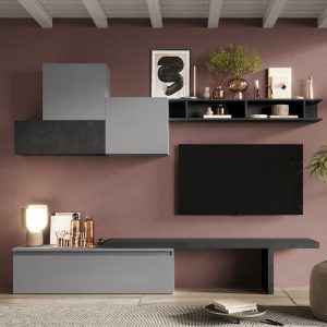 Infinite IV Wooden Entertainment Unit In Slate And Lead | Bed Sava