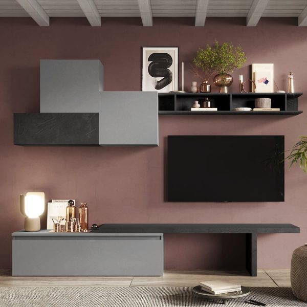 Infinite IV Wooden Entertainment Unit In Slate And Lead | Bed Sava