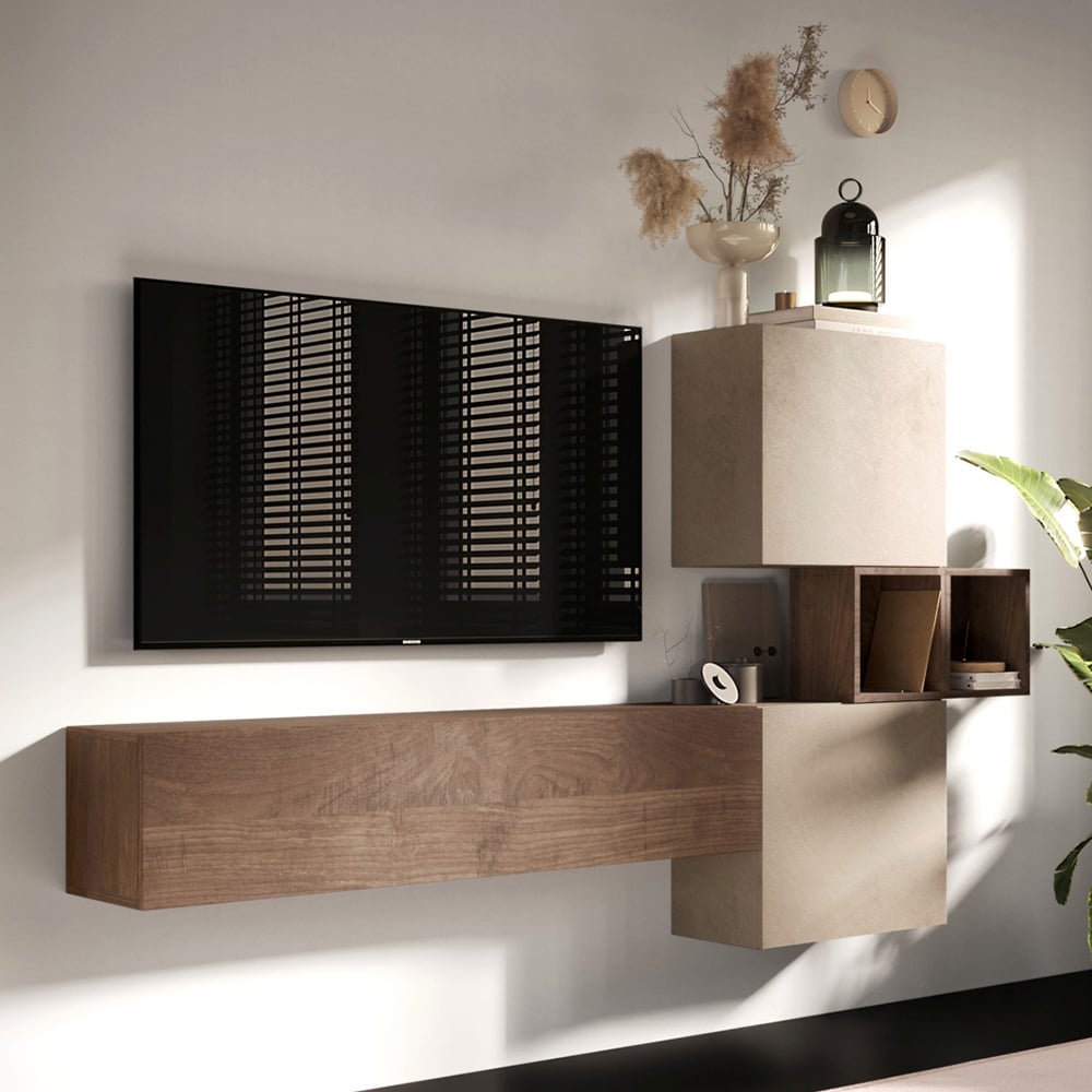 Infinite VI Wooden Entertainment Unit In Clay And Mercure