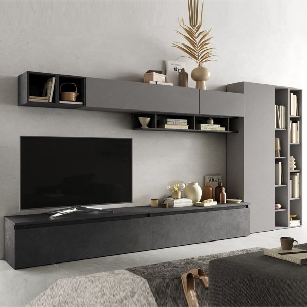 Infinite VII Wooden Entertainment Unit In Slate And Lead | Bed Sava